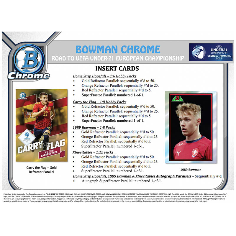 2022 Bowman Chrome Road to UEFA Under 21 European Championship Soccer Hobby 12 Box Case